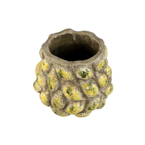 Fruitsy Yellow Round Terra Pot Lemon Finish L