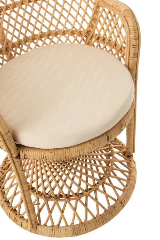 J-Line Pauw Rattan chair with cushion - jute - natural