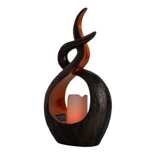 LED solar decol light "candle flame", for outside, brown plastic, integrated LED.