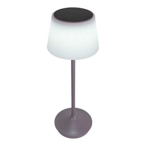 Solar battery lamp "Emmi" 38 cm high, umbrella Ø 13 cm, metal in blackberry and white plastic, for the outdoor area, dimmable CCT.