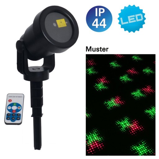 Laser outside spy with projector, skewer made of plastic, colorful, with integrated LED, spotlight for outside