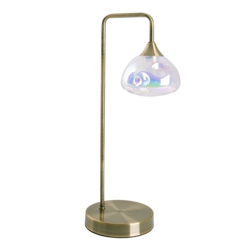 LED table lamp "Varna", table lamp made of brass -colored metal and iridescent glass, firmly built -in LEDs, 45 cm high, stylish lighting for living room, dining room or hallway