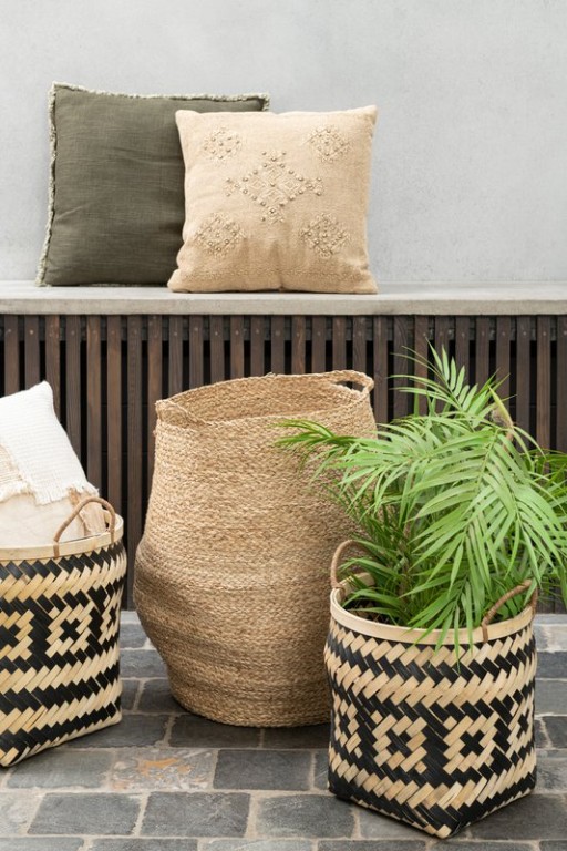 J-Line cushion Embroidery - cotton - beige