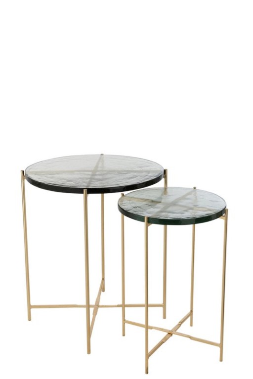 J-Line side table Obi - glass/iron - set of 2