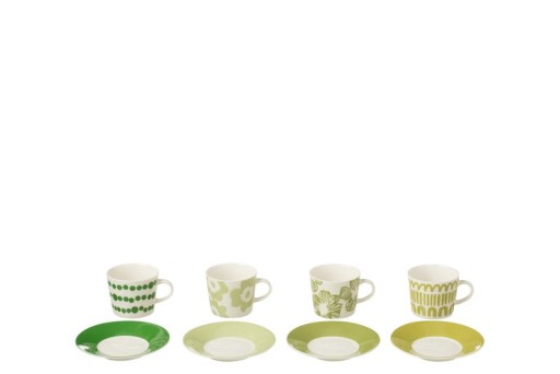 J-Line bag + saucer Box - ceramic - green - S - box of 4 pieces