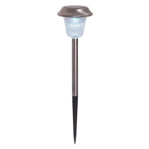 6er Set LED Außenleuchte "Gustav" mit Erdspieß, Edelstahl und Acryl, mit fest verbauten LEDs in kaltweiß, 39 cm hoch