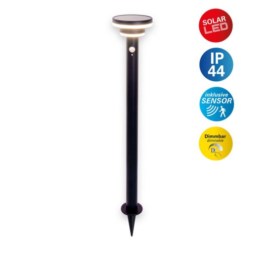 LED Solarstaande lamp "NORA" met Grondspies | Zwart | USB-aansluiting & Schemersensor