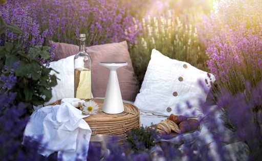 Solar battery table lamp "Palu" for outside and inside, made of plastic in white, 20 cm high