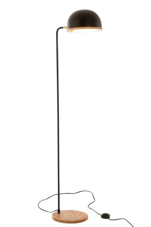 J-Line Stehlampe Evy | Eisen/Holz | Schwarz/Natur E14-Fassung