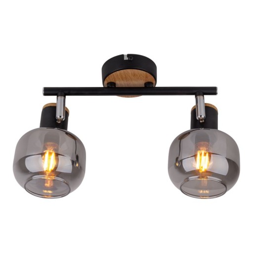2 SPOT ceiling lamp "Fumoso", metal ceiling lamp and smoke glass in black, and nature, with E14 socket, for dining room, living room, hallway or office, 40 x 20 cm