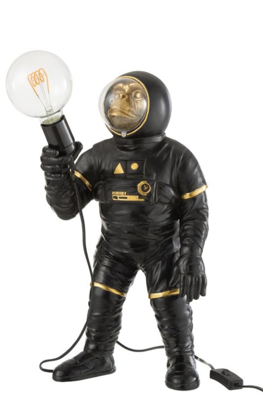 J-Line Astronaut table lamp - polyester - black/gold