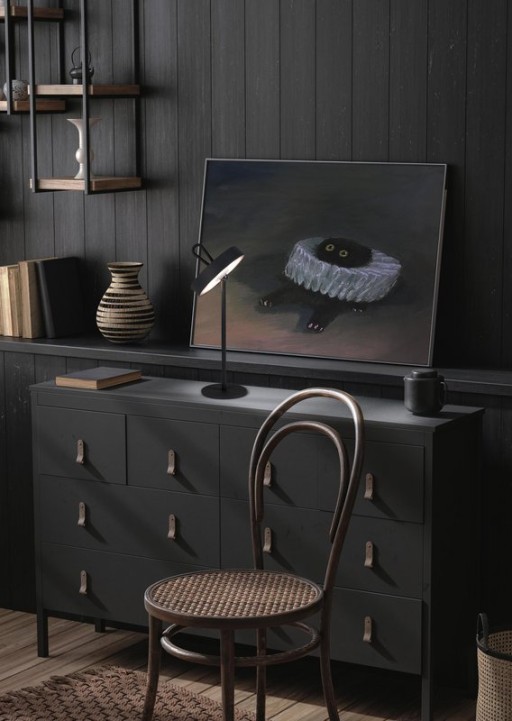 LED battery table lamp magnetically "Ella" for outside and inside, made of metal and plastic in black, 35 cm high