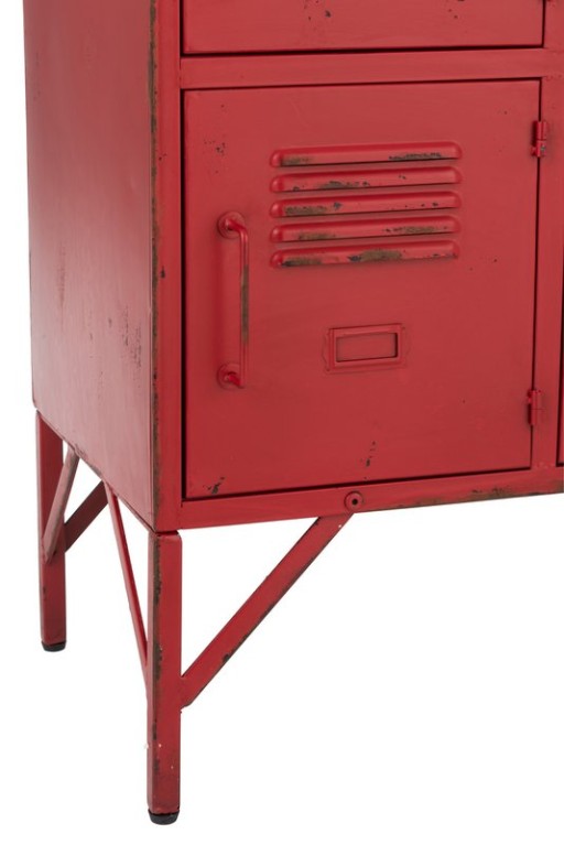 J-Line Cabinet 9 Drawers Metal Red