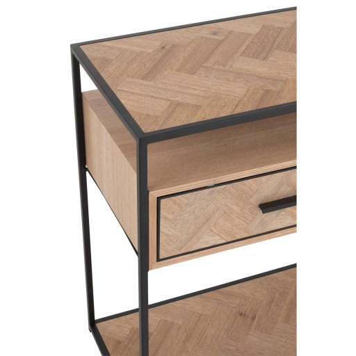 J-Line Console Zigzag 2 Lades Hout/Metaal Naturel/Zwart