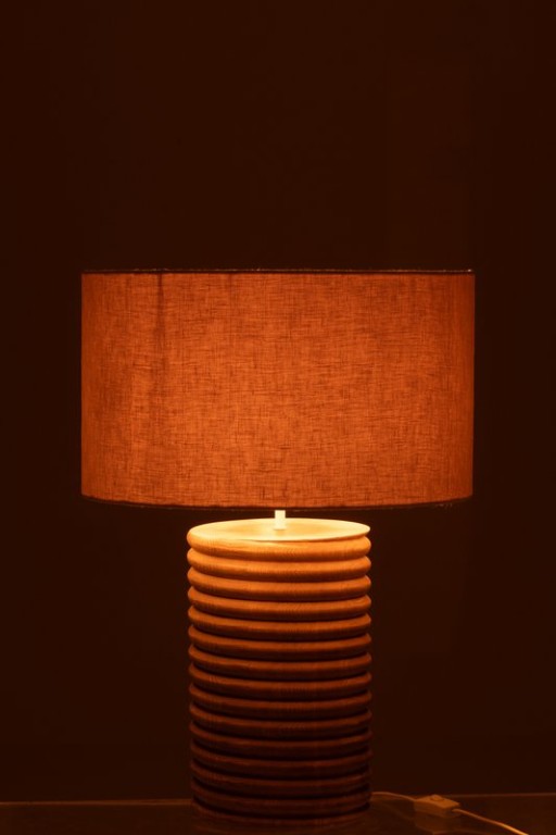 J-Line Table Lamp Screw Thread Wide Wood Natural Gray