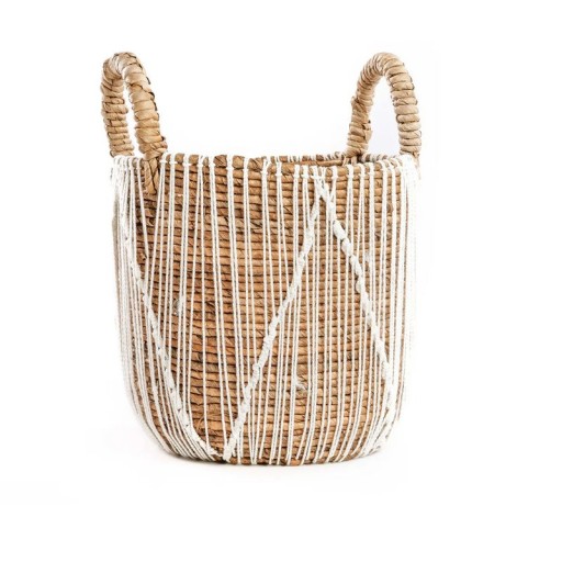 The Straight Stitched Macrame Basket - Natural White - S