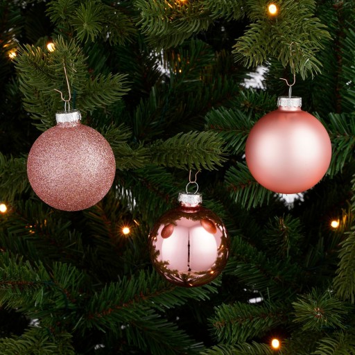 Kerstballen Set - 42 Stuks - Ø7 cm - Glas - Roze