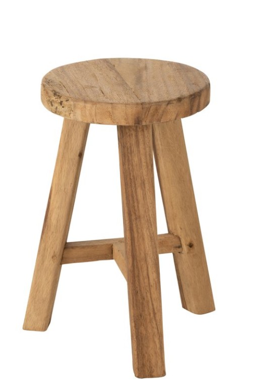 J-Line stool Round Recycled - wood - natural