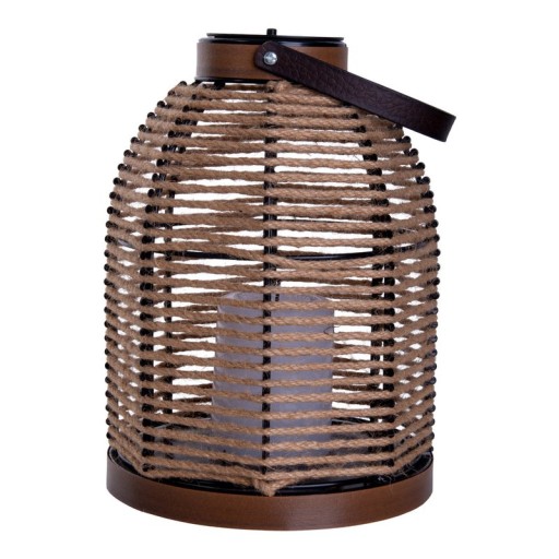 LED solar light "Korbinian" for garden and terrace, decorative lamp made of metal with jute tension in nature, firmly built -in LEDs, solar lamp for outside 29 x 21 cm