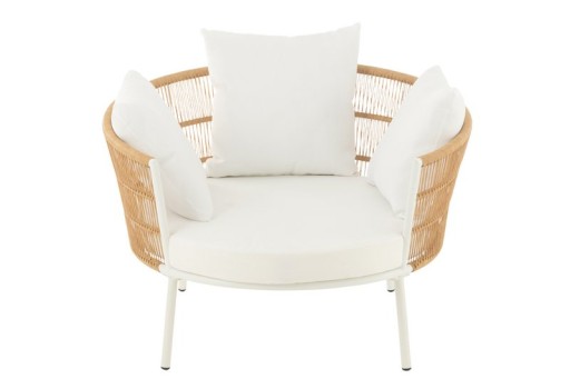 J-Line Chair Joa Metaal/Rattan Wit