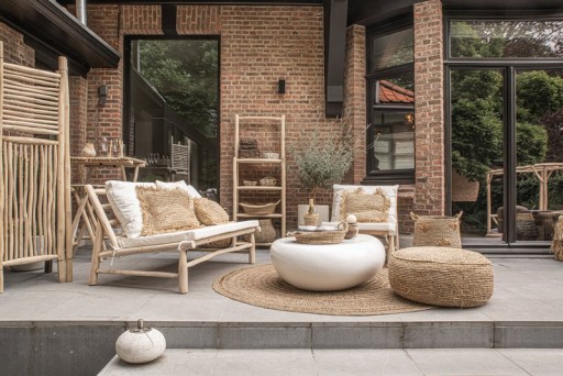 The Raffia Flores Pouffe - Natural