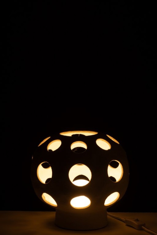 J-Line Table Lamp Globe Earthenware Beige