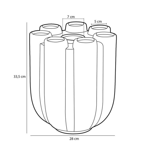 Minda Tulip Vase - H34 x Ø28 cm - Ceramic - Taupe