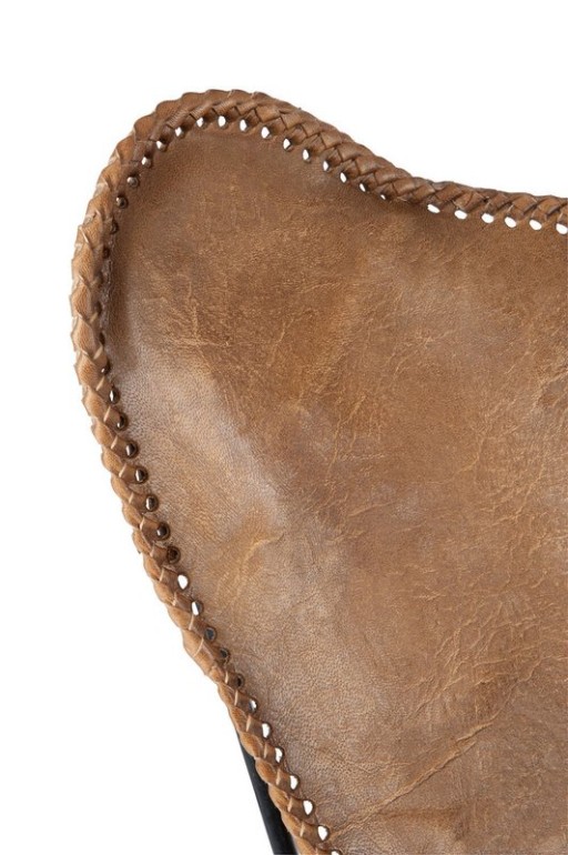 J-Line Lounge chair - leather/metal - cognac