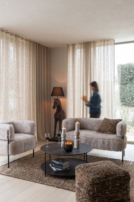 J -Line Coffee Table Round - Wood/Metal - Dark Brown - Small