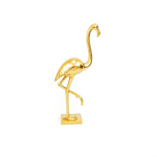 Ornament - Flamingo - Polyresin - Gold - 16,5x10x39cm