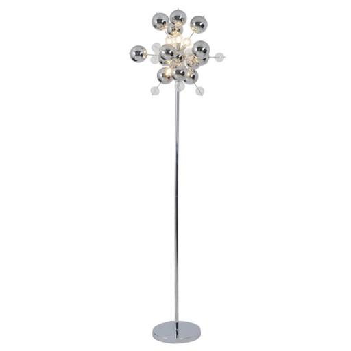 Standing lamp "explosion" in chrome, floor lamp made of metal and glass, chrome, G9, floor lamp 169 cm high