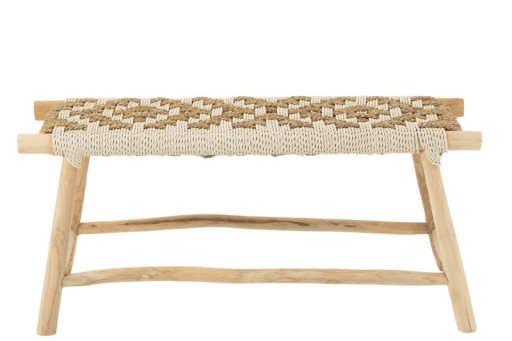 J-Line Sofa Waverly Teak Wood/Seagrass Natural/White