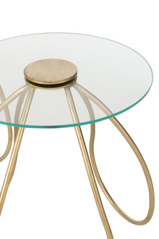 J-Line table Round - metal/glass - gold - 2 pieces