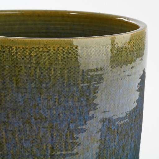 Olof Flower Pot - H20 x Ø22 cm - Terracotta - Dark Blue