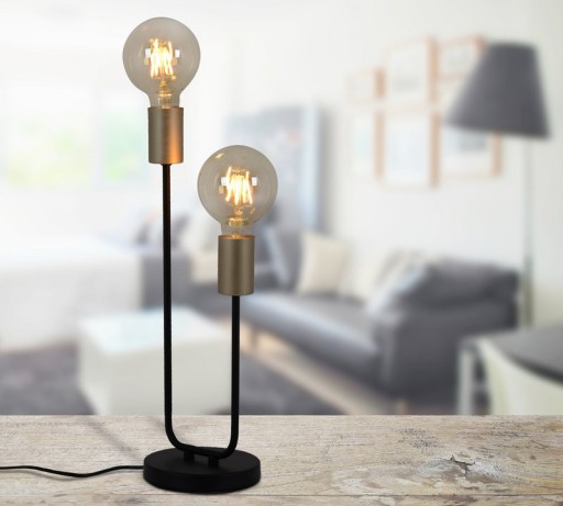 Table lamp 2-flame. "Modo" made of metal in black, versions in gold, E27 socket, table lamp for living room, dining room, kitchen, hallway, hallway or office, 45 x 14 cm