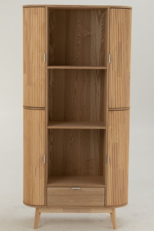 J -Line Cabinet Cases Round - Pine Wood - Naturel
