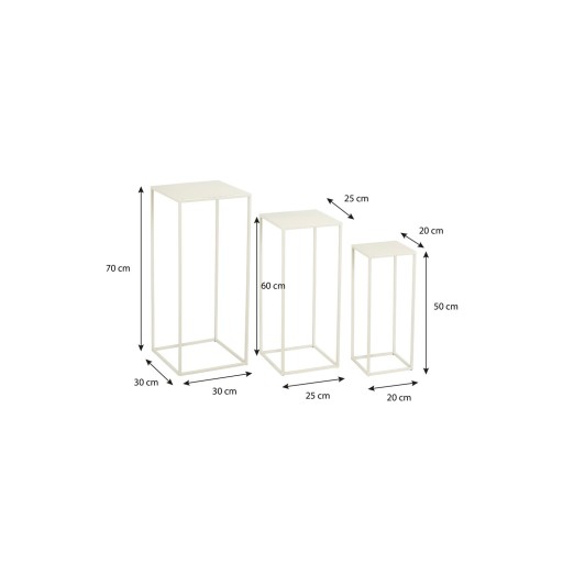 Quinty Bijzettafel - Set van 3 - L30 x B30 x H70 cm - Metaal - Off-white