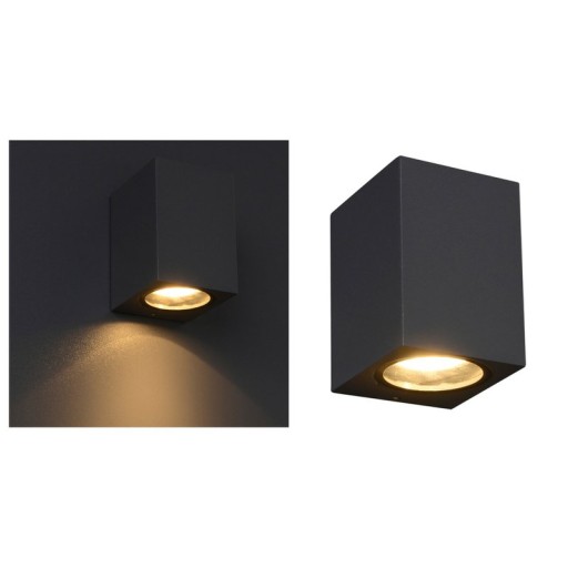 Outside wall lamp "Cubus", made of metal and glass in anthracite, GU10 socket