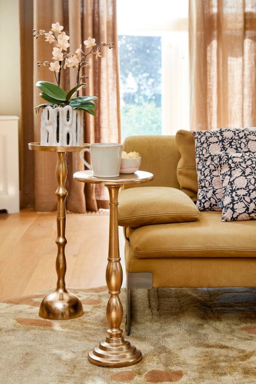 Duco side table - H54 x Ø25 cm - FSC 100% - Recycled aluminum - Gold