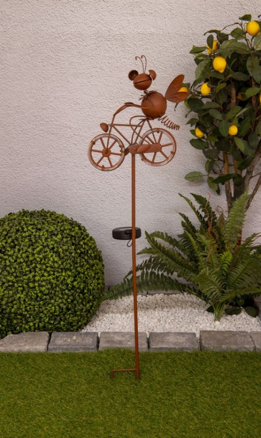 LED-Solar Erdspieß braun h: 88cm , für Außen, Erdspieß aus Metall und Kunststoff in Braun, mit integrierter LED