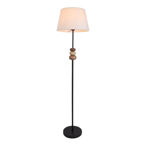Standing lamp "Elina" 155 cm high, Ø 38 cm, metal in black/brown, text blower in white, E27