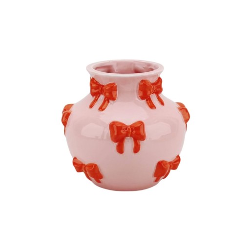 Vaas - Bloemvaaslinten - Dolomiet - Pink/oranje - 14,5x14,5x13cm