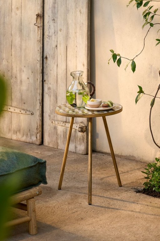 Alanza side table outside - H52 x Ø39 cm - Metal - Green