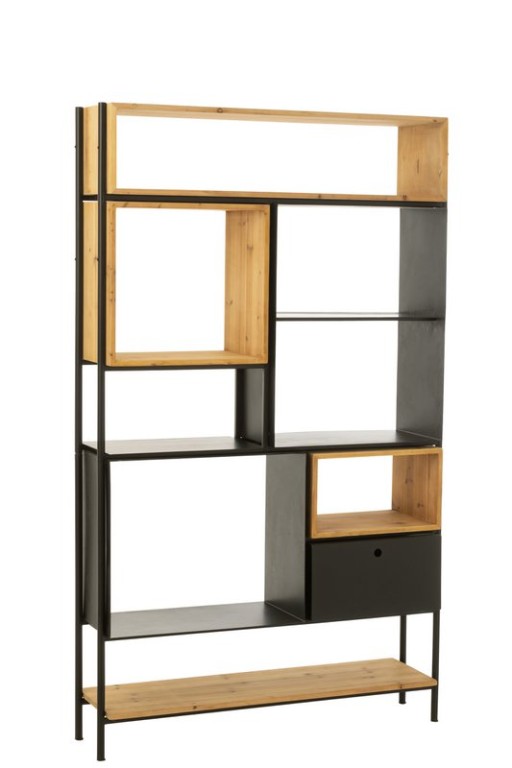 J-Line Shelf Tina Wood/Iron Black/Natural Large