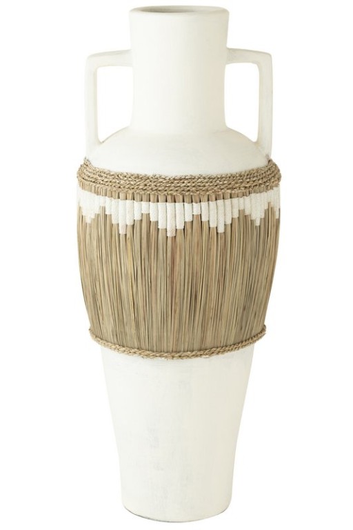 J-Line Vase+Handles Motif Terracotta/Grass White/Natural