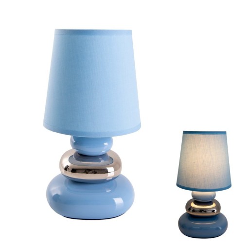 Ceramic table lamp "Stoney", table lamp made of ceramic, blue, with E14 socket, table lamp for dining room, living room, hallway or office, or as a bedside lamp, 31 cm high