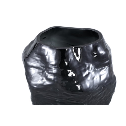 Riley Black Glass Vase Round Irregular Shape
