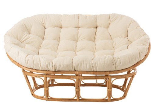 J-Line Rattan sofa - with cushion - jute/textile - natural