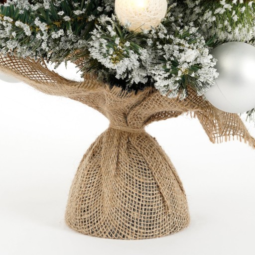 Kaprun Kunstkerstboom in Jute met LED Verlichting en Timerfunctie - H60 x Ø39 cm - Zilver, Groen
