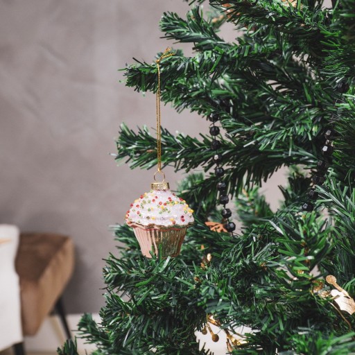 Kersthanger - Cupcake - Glas - 6x6,5cm